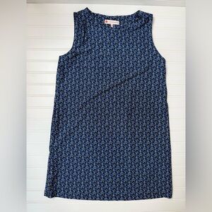 Jude Connally Beth Dress Navy Blue Pagoda Print Medium Sleeveless. 1335
